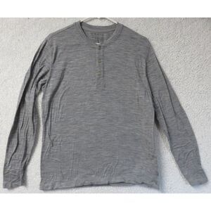 Mens CIVIC‎ Long Sleeve Henley Collar Shirt Heather Gray Size S Merino Wool